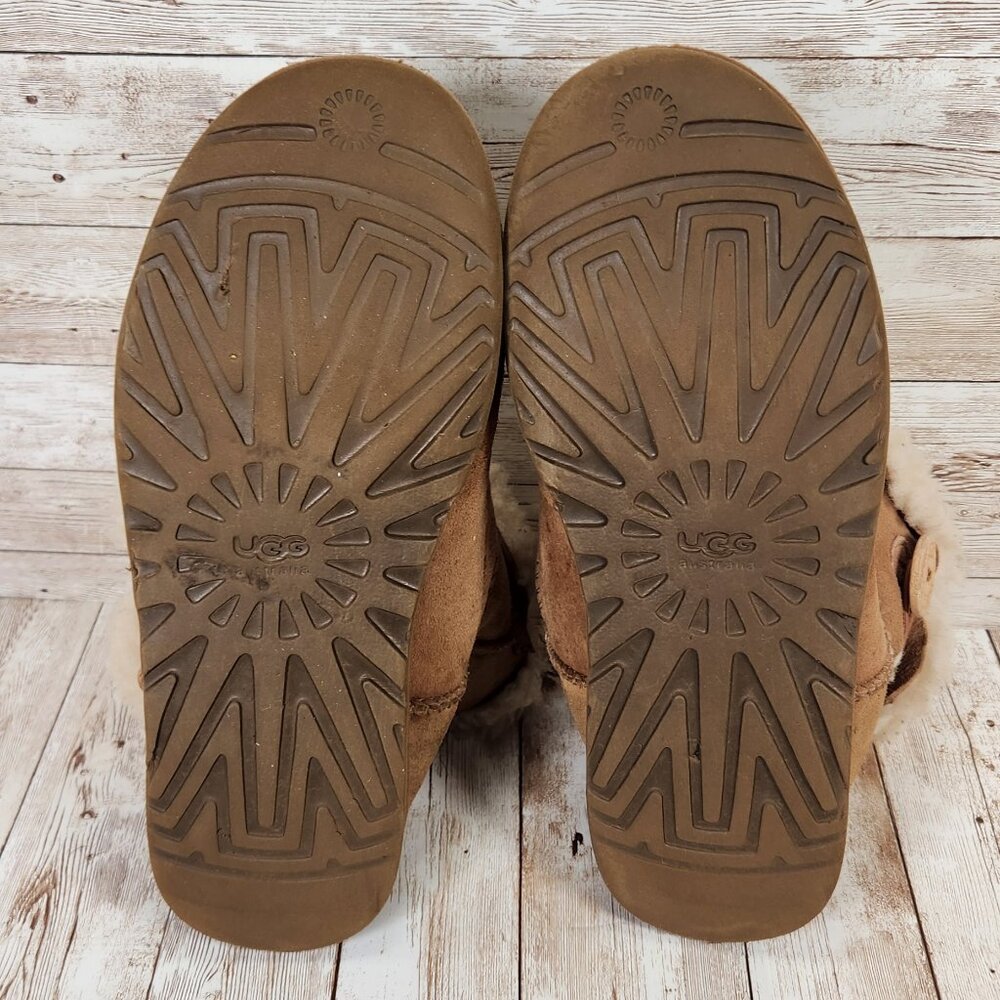 UGG Bailey Button Women's 9 Shoes Brown Tan Suede Comfort Shearling Boots 3352 - Picture 9 of 12